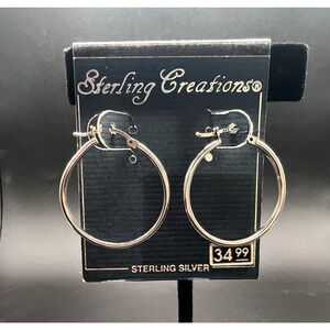New With Tags 925 Sterling Silver Nice Hoop Earrings Sterling Creations Thailand